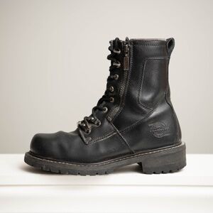 Milwaukee Motorcycle Boots Men's 10 Black Leather Freedom Flex Trooper Lace Up